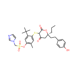 CCC[C@]1(CCc2ccc(O)cc2)CC(=O)C(Sc2cc(C)c(OS(=O)(=O)Cn3ccnc3)cc2C(C)(C)C)C(=O)O1 ZINC000038155903