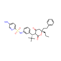 CCC[C@]1(CCc2ccccc2)CC(=O)C([C@@H](c2cccc(NS(=O)(=O)c3ccc(N)cn3)c2)C(C)(C)C)C(=O)O1 ZINC000100040606