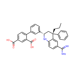 CCC[C@]1(c2ccccc2)C[C@@H](c2cccc(-c3ccc(C(=O)O)cc3C(=O)O)c2)Nc2ccc(C(=N)N)cc21 ZINC000103240966