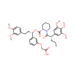 CCC[C@H](C(=O)N1CCCC[C@H]1C(=O)O[C@@H](CCc1ccc(OC)c(OC)c1)c1cccc(OCC(=O)O)c1)c1cc(OC)c(OC)c(OC)c1 ZINC000034799773