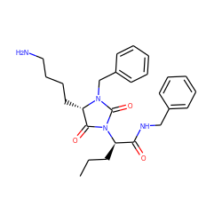 CCC[C@H](C(=O)NCc1ccccc1)N1C(=O)[C@H](CCCCN)N(Cc2ccccc2)C1=O ZINC000026380267