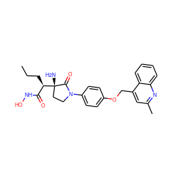 CCC[C@H](C(=O)NO)[C@@]1(N)CCN(c2ccc(OCc3cc(C)nc4ccccc34)cc2)C1=O ZINC000013490353