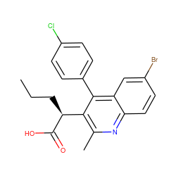 CCC[C@H](C(=O)O)c1c(C)nc2ccc(Br)cc2c1-c1ccc(Cl)cc1 ZINC000138639778