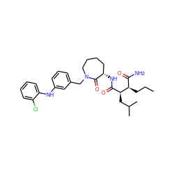 CCC[C@H](C(N)=O)[C@@H](CC(C)C)C(=O)N[C@H]1CCCCN(Cc2cccc(Nc3ccccc3Cl)c2)C1=O ZINC000038143381