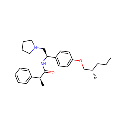 CCC[C@H](C)COc1ccc([C@H](CN2CCCC2)NC(=O)[C@@H](C)c2ccccc2)cc1 ZINC000299855680