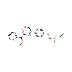 CCC[C@H](C)COc1ccc([C@H](CO)NC(=O)[C@@H](OC)c2ccccc2)cc1 ZINC000299870600