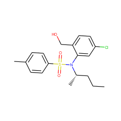 CCC[C@H](C)N(c1cc(Cl)ccc1CO)S(=O)(=O)c1ccc(C)cc1 ZINC000028823150