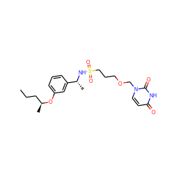 CCC[C@H](C)Oc1cccc([C@@H](C)NS(=O)(=O)CCCOCn2ccc(=O)[nH]c2=O)c1 ZINC000116100795