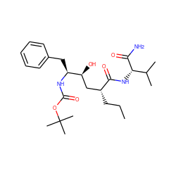 CCC[C@H](C[C@H](O)[C@H](Cc1ccccc1)NC(=O)OC(C)(C)C)C(=O)N[C@H](C(N)=O)C(C)C ZINC000013584822