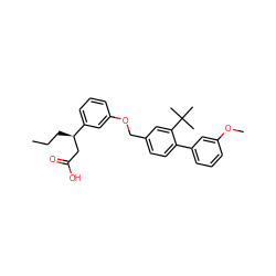 CCC[C@H](CC(=O)O)c1cccc(OCc2ccc(-c3cccc(OC)c3)c(C(C)(C)C)c2)c1 ZINC000141851521