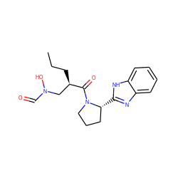 CCC[C@H](CN(O)C=O)C(=O)N1CCC[C@H]1c1nc2ccccc2[nH]1 ZINC000040934638