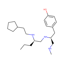 CCC[C@H](CN[C@H](CNC)Cc1ccc(O)cc1)NCCC1CCCC1 ZINC000045284751