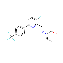 CCC[C@H](CO)NCc1nc(-c2ccc(C(F)(F)F)cc2)ccc1F ZINC000204405816