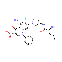 CCC[C@H](N)C(=O)N[C@@H]1CCN(c2c(F)c(N)c3c(=O)c(C(=O)O)cn4c5ccccc5oc2c34)C1 ZINC000101735830