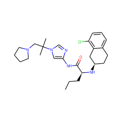 CCC[C@H](N[C@@H]1CCc2cccc(Cl)c2C1)C(=O)Nc1cn(C(C)(C)CN2CCCC2)cn1 ZINC000071335269