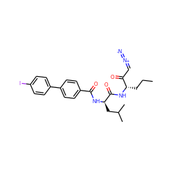 CCC[C@H](NC(=O)[C@@H](CC(C)C)NC(=O)c1ccc(-c2ccc(I)cc2)cc1)C(=O)C=[N+]=[N-] ZINC000042876134