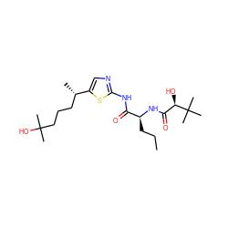 CCC[C@H](NC(=O)[C@@H](O)C(C)(C)C)C(=O)Nc1ncc([C@@H](C)CCCC(C)(C)O)s1 ZINC000028827361