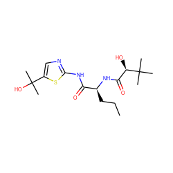 CCC[C@H](NC(=O)[C@@H](O)C(C)(C)C)C(=O)Nc1ncc(C(C)(C)O)s1 ZINC000028827428