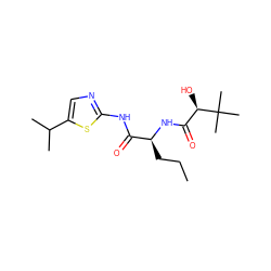 CCC[C@H](NC(=O)[C@@H](O)C(C)(C)C)C(=O)Nc1ncc(C(C)C)s1 ZINC000028827427