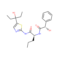 CCC[C@H](NC(=O)[C@@H](O)c1ccccc1)C(=O)Nc1ncc(C(O)(CC)CC)s1 ZINC000028827421