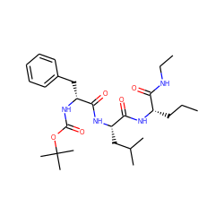 CCC[C@H](NC(=O)[C@H](CC(C)C)NC(=O)[C@@H](Cc1ccccc1)NC(=O)OC(C)(C)C)C(=O)NCC ZINC000026741970