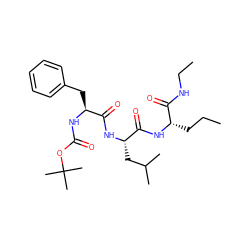 CCC[C@H](NC(=O)[C@H](CC(C)C)NC(=O)[C@H](Cc1ccccc1)NC(=O)OC(C)(C)C)C(=O)NCC ZINC000026747507