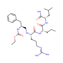 CCC[C@H](NC(=O)[C@H](CCCN=C(N)N)NC[C@H](Cc1ccccc1)NC(=O)OCC)C(=O)N[C@@H](CC(C)C)C(N)=O ZINC000026187593