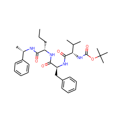 CCC[C@H](NC(=O)[C@H](Cc1ccccc1)NC(=O)[C@@H](NC(=O)OC(C)(C)C)C(C)C)C(=O)N[C@@H](C)c1ccccc1 ZINC000027181223