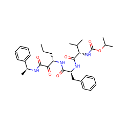 CCC[C@H](NC(=O)[C@H](Cc1ccccc1)NC(=O)[C@@H](NC(=O)OC(C)C)C(C)C)C(=O)C(=O)N[C@@H](C)c1ccccc1 ZINC000003926203
