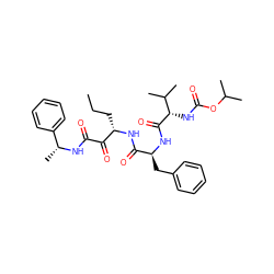 CCC[C@H](NC(=O)[C@H](Cc1ccccc1)NC(=O)[C@@H](NC(=O)OC(C)C)C(C)C)C(=O)C(=O)N[C@H](C)c1ccccc1 ZINC000027108354