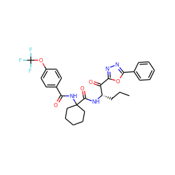 CCC[C@H](NC(=O)C1(NC(=O)c2ccc(OC(F)(F)F)cc2)CCCCC1)C(=O)c1nnc(-c2ccccc2)o1 ZINC000036287271