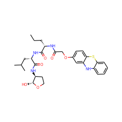 CCC[C@H](NC(=O)COc1ccc2c(c1)Nc1ccccc1S2)C(=O)N[C@@H](CC(C)C)C(=O)N[C@H]1CCO[C@@H]1O ZINC000036269579