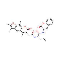 CCC[C@H](NC(=O)Cc1c(C)c2cc3c(C)c(C)oc3c(C)c2oc1=O)C(=O)N[C@@H](Cc1ccccc1)C(=O)O ZINC000038139915