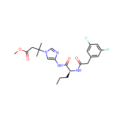 CCC[C@H](NC(=O)Cc1cc(F)cc(F)c1)C(=O)Nc1cn(C(C)(C)CC(=O)OC)cn1 ZINC000035934708