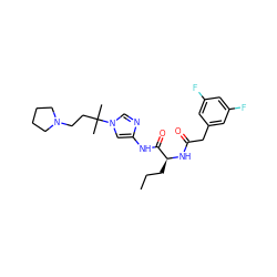 CCC[C@H](NC(=O)Cc1cc(F)cc(F)c1)C(=O)Nc1cn(C(C)(C)CCN2CCCC2)cn1 ZINC000038270001