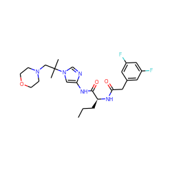 CCC[C@H](NC(=O)Cc1cc(F)cc(F)c1)C(=O)Nc1cn(C(C)(C)CN2CCOCC2)cn1 ZINC000035952851