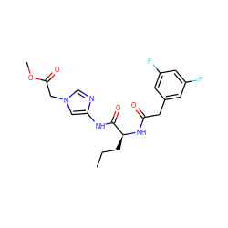 CCC[C@H](NC(=O)Cc1cc(F)cc(F)c1)C(=O)Nc1cn(CC(=O)OC)cn1 ZINC000035860287