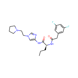 CCC[C@H](NC(=O)Cc1cc(F)cc(F)c1)C(=O)Nc1cn(CCN2CCCC2)cn1 ZINC000071342072