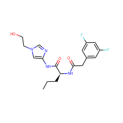 CCC[C@H](NC(=O)Cc1cc(F)cc(F)c1)C(=O)Nc1cn(CCO)cn1 ZINC000035900778