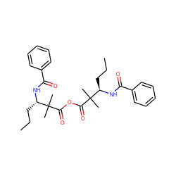 CCC[C@H](NC(=O)c1ccccc1)C(C)(C)C(=O)OC(=O)C(C)(C)[C@@H](CCC)NC(=O)c1ccccc1 ZINC000036176421