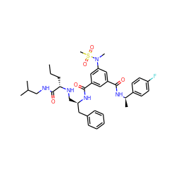 CCC[C@H](NC[C@H](Cc1ccccc1)NC(=O)c1cc(C(=O)N[C@H](C)c2ccc(F)cc2)cc(N(C)S(C)(=O)=O)c1)C(=O)NCC(C)C ZINC000034803881