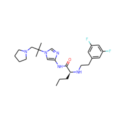 CCC[C@H](NCCc1cc(F)cc(F)c1)C(=O)Nc1cn(C(C)(C)CN2CCCC2)cn1 ZINC000071341805