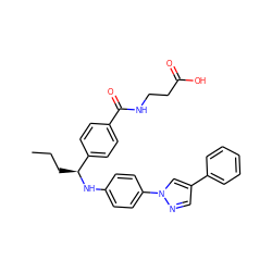 CCC[C@H](Nc1ccc(-n2cc(-c3ccccc3)cn2)cc1)c1ccc(C(=O)NCCC(=O)O)cc1 ZINC000473099750