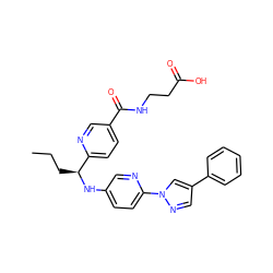 CCC[C@H](Nc1ccc(-n2cc(-c3ccccc3)cn2)nc1)c1ccc(C(=O)NCCC(=O)O)cn1 ZINC000096170528