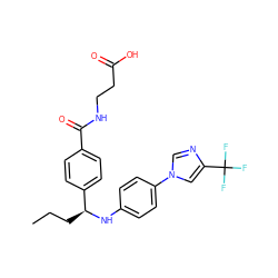 CCC[C@H](Nc1ccc(-n2cnc(C(F)(F)F)c2)cc1)c1ccc(C(=O)NCCC(=O)O)cc1 ZINC000096269731