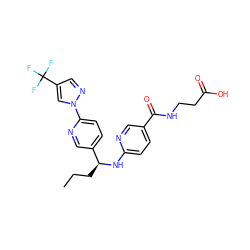 CCC[C@H](Nc1ccc(C(=O)NCCC(=O)O)cn1)c1ccc(-n2cc(C(F)(F)F)cn2)nc1 ZINC000096170592