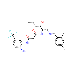 CCC[C@H](O)[C@H](CNCc1ccc(C)cc1C)NC(=O)CC(=O)Nc1cc(C(F)(F)F)ccc1N ZINC000084596767