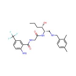 CCC[C@H](O)[C@H](CNCc1ccc(C)cc1C)NC(=O)CNC(=O)c1cc(C(F)(F)F)ccc1N ZINC000034250446