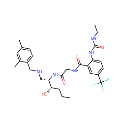 CCC[C@H](O)[C@H](CNCc1ccc(C)cc1C)NC(=O)CNC(=O)c1cc(C(F)(F)F)ccc1NC(=O)NCC ZINC000084617774