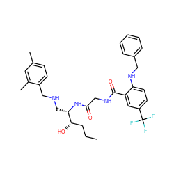 CCC[C@H](O)[C@H](CNCc1ccc(C)cc1C)NC(=O)CNC(=O)c1cc(C(F)(F)F)ccc1NCc1ccccc1 ZINC000084596692